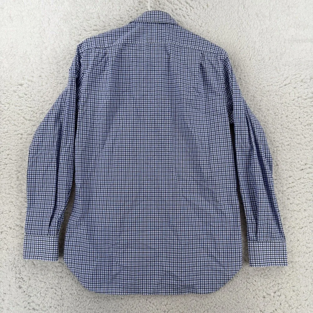 Ralph Lauren Shirt Mens Medium Blue Check Long Sleeve Button Down Stretch Pony